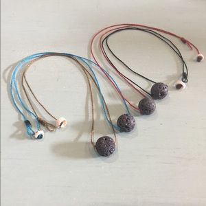 Lava stone waterproof rope necklace